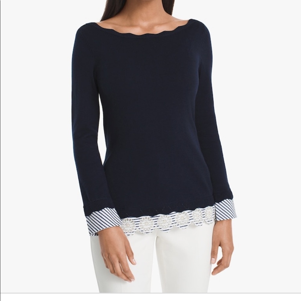 WHBM boat neck sweater plus size 3X navy blue